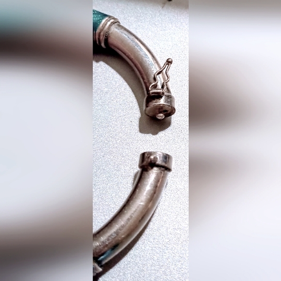 Vintage Milor Sterling Silver Turquoise Enamel Bangle size 7 Bracelet. - Picture 6 of 8